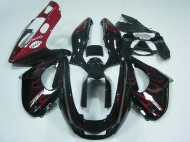 1997-2007 Yamaha YZF 1000R Thunderace Motorcycle Fairings - Black with Red Flame