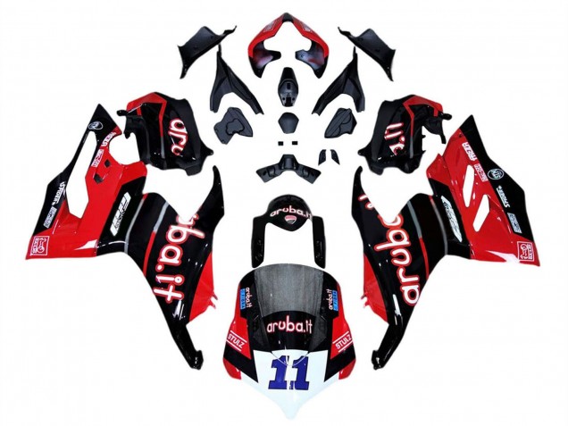2018-2019 Ducati Panigale V4 V4S Motorcycle Fairings - Red Glossy Black Aruba 11