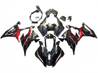 2019-2022 BMW S1000RR Motorcycle Fairings - Black Dark Red