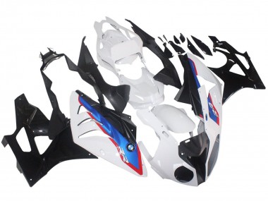 2009-2014 BMW S1000RR Motorcycle Fairings - White Red Blue Glossy Black HP Becker Carbon