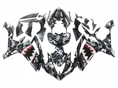 2007-2008 Yamaha YZF 1000 R1 Motorcycle Fairings - Grey White Camouflage Shark