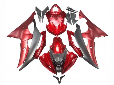 2008-2016 Yamaha YZF 600 R6 Motorcycle Fairings - Red Grey