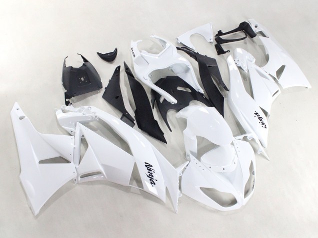 2009-2012 Kawasaki ZX6R Motorcycle Fairings - White Black Ninja