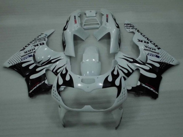 1994-1995 Honda CBR900RR 893 Motorcycle Fairings - White Glossy Black Flame