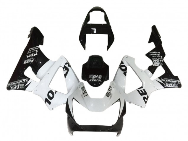 2000-2001 Honda CBR900RR 929 Motorcycle Fairings - White Glossy Black Repsol