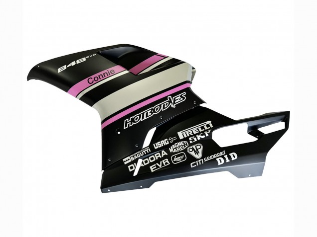 2007-2014 Ducati 848 Motorcycle Fairings - White Pink Glossy Black Connie