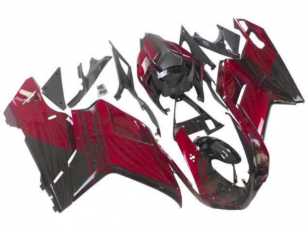 2007-2014 Ducati 848 Motorcycle Fairing - Red Glossy Black