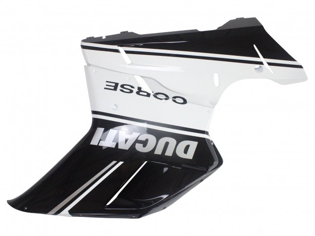 2007-2014 Ducati 848/1098/1198 Motorcycle Fairings - White Glossy Black Corse