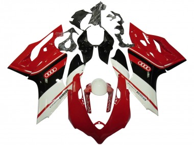 2011-2014 Ducati Panigale 899 Motorcycle Fairings - White Red Glossy Black Dunlop