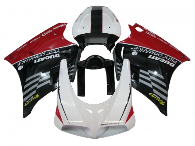 1993-2005 Ducati 748/916/996/998 Motorcycle Fairings - White Red Glossy Black Racing Performance
