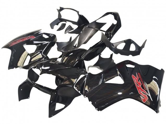1998-2001 Honda VFR 800 Motorcycle Fairings - Glossy Black Red Decal