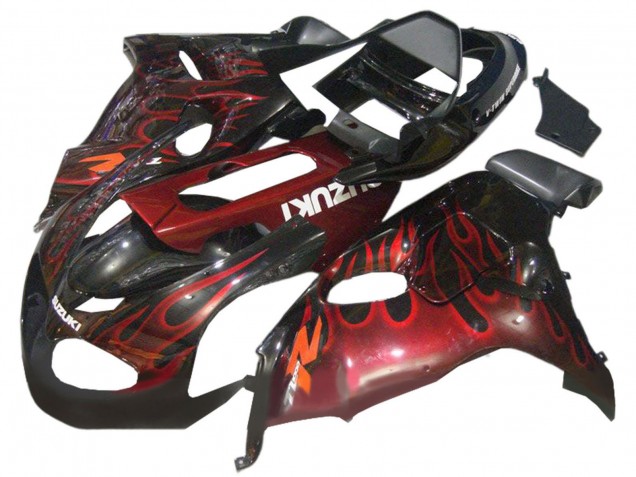 1998-2003 Suzuki TL1000R Motorcycle Fairings - Glossy Black Red Flame