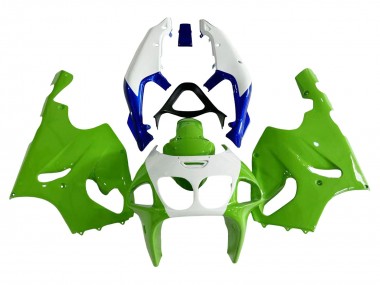 1996-2003 Kawasaki ZX7R Motorcycle Fairings - White Green Blue