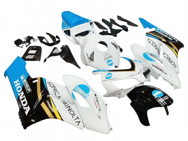2004-2005 Honda CBR1000RR Motorcycle Fairings - White Light Blue Yellow Black Konica Minolta