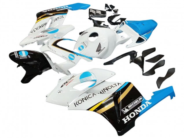 2004-2005 Honda CBR1000RR Motorcycle Fairings - White Light Blue Yellow Black Konica Minolta