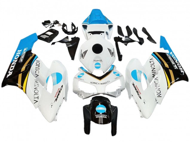 2004-2005 Honda CBR1000RR Motorcycle Fairings - White Light Blue Yellow Black Konica Minolta