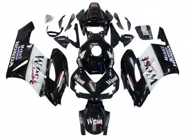 2004-2005 Honda CBR1000RR Motorcycle Fairings - Glossy Black White West