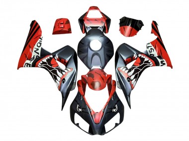 2006-2007 Honda CBR1000RR Motorcycle Fairings - Red Matte Black Monster Shark