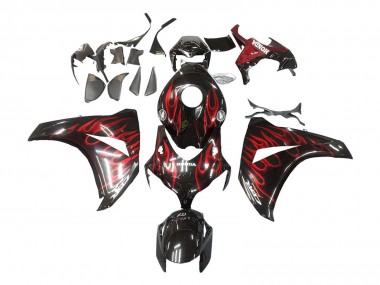 2008-2011 Honda CBR1000RR Motorcycle Fairing - Glossy Black Red Flame