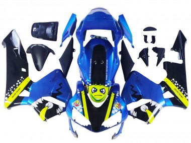2003-2004 Honda CBR600RR Motorcycle Fairings - Blue Neon Yellow Glossy Black Shark