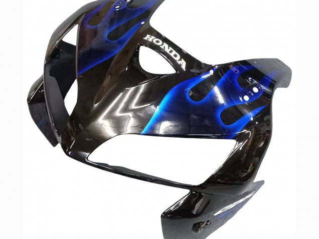 2005-2006 Honda CBR600RR Motorcycle Fairing - Glossy Black Blue Flame