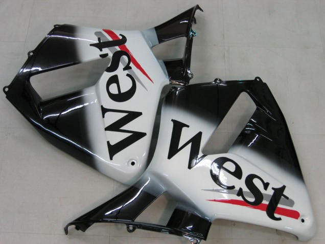2005-2006 Honda CBR600RR Motorcycle Fairings - Glossy Black White West