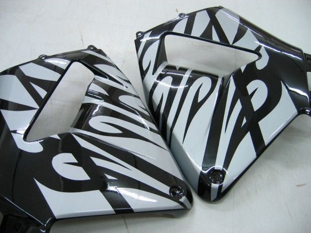 2005-2006 Honda CBR600RR Motorcycle Fairings - Glossy Black Grey Flame