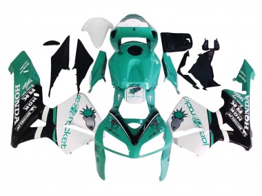 2005-2006 Honda CBR600RR Motorcycle Fairings - Light Green White Glossy Black Joe Rocket