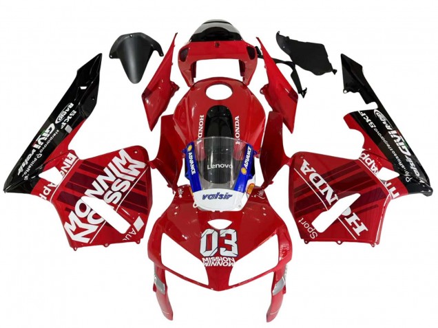 2005-2006 Honda CBR600RR Motorcycle Fairings - Red Black Valsir 03