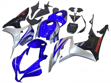 2007-2008 Honda CBR600RR Motorcycle Fairings - Silver Blue Glossy Black Racing