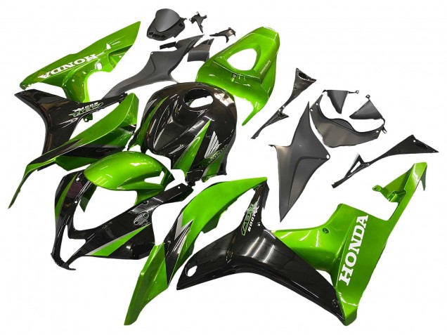 2007-2008 Honda CBR600RR Motorcycle Fairing Kits - Green Glossy Black