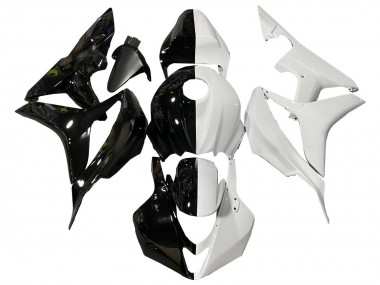 2007-2008 Honda CBR600RR Motorcycle Fairings - White Glossy Black Split