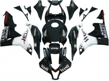 2007-2008 Honda CBR600RR Motorcycle Fairings - Glossy Black White West
