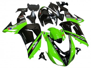 2006-2007 Kawasaki ZX10R Motorcycle Fairings - Green Black Elf Touch4 3M