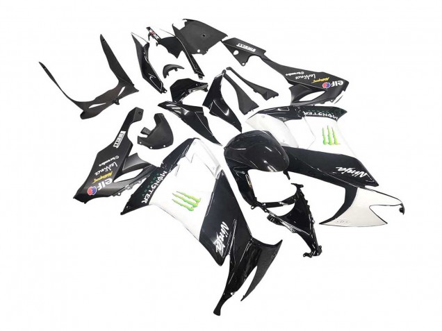 2008-2010 Kawasaki ZX10R Motorcycle Fairings - Glossy Black White Green Monster Elf