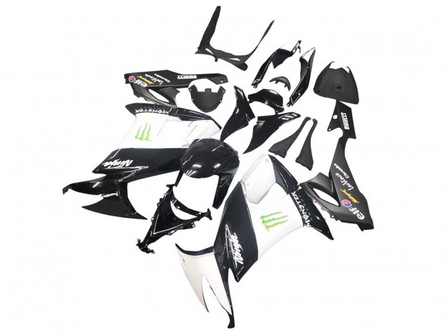 2008-2010 Kawasaki ZX10R Motorcycle Fairings - Glossy Black White Green Monster Elf