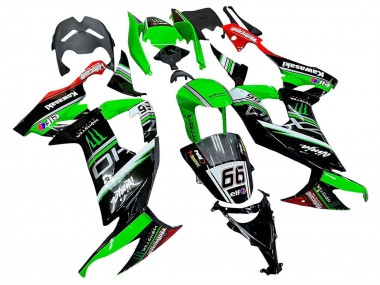 2008-2010 Kawasaki ZX10R Motorcycle Fairings - Green White Red Black Monster Elf 66