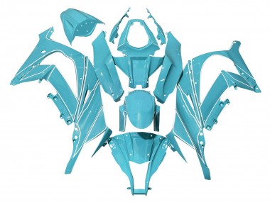 2008-2010 Kawasaki ZX10R Motorcycle Fairings - Light Blue White Lines