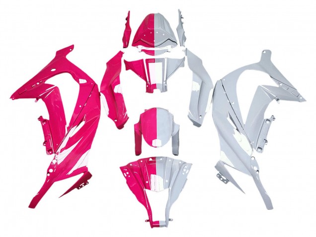 2011-2015 Kawasaki ZX10R Motorcycle Fairings - Pink White Split