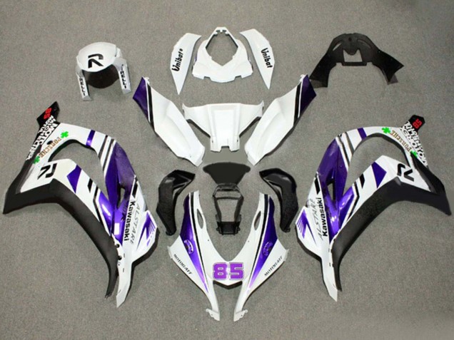 2016-2020 Kawasaki ZX10R Motorcycle Fairings - White Purple Black Alstare 85
