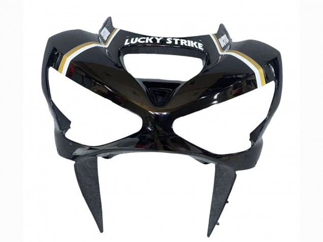 2003-2004 Kawasaki ZX6R Motorcycle Fairings - Glossy Black White Motul Lucky Strike
