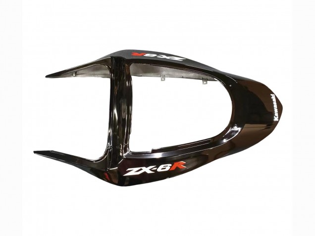 2003-2004 Kawasaki ZX6R Motorcycle Fairings - Glossy Black Red Flame