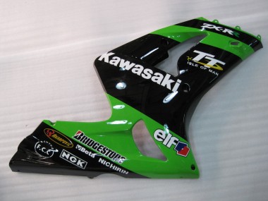 2003-2004 Kawasaki ZX6R Motorcycle Fairings - Green Black Elf Bridgestone