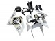 2003-2004 Kawasaki ZX6R Motorcycle Fairings - White Black Motul Lucky Strike