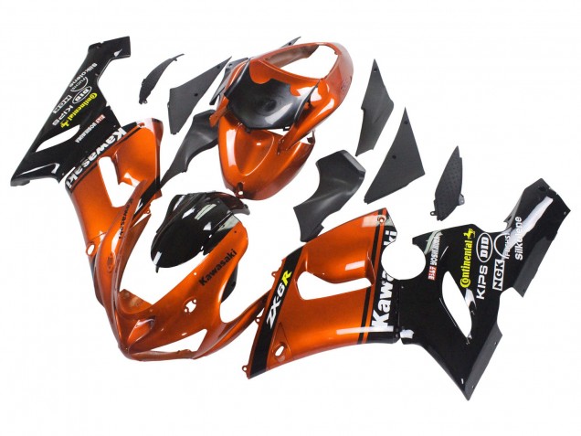 2005-2006 Kawasaki ZX6R Motorcycle Fairing - Orange Black