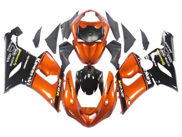 2005-2006 Kawasaki ZX6R Motorcycle Fairing - Orange Black