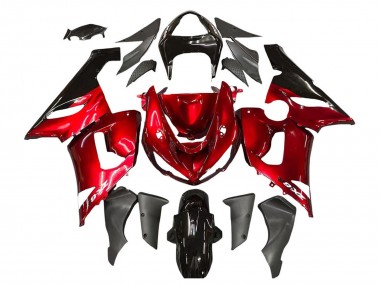 2005-2006 Kawasaki ZX6R Motorcycle Fairings - Red Black
