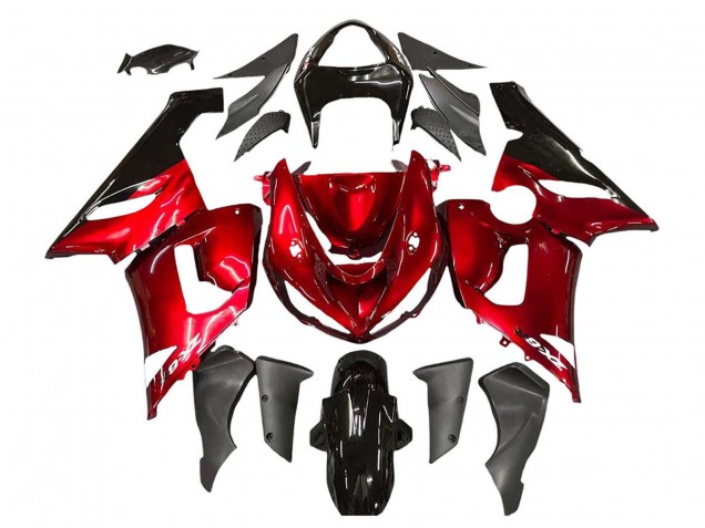 2005-2006 Kawasaki ZX6R Motorcycle Fairings - Red Black