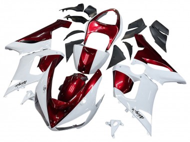 2005-2006 Kawasaki ZX6R Motorcycle Fairings - White Red
