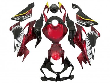 2013-2018 Kawasaki ZX6R Motorcycle Fairings - Red Yellow Black White Shark